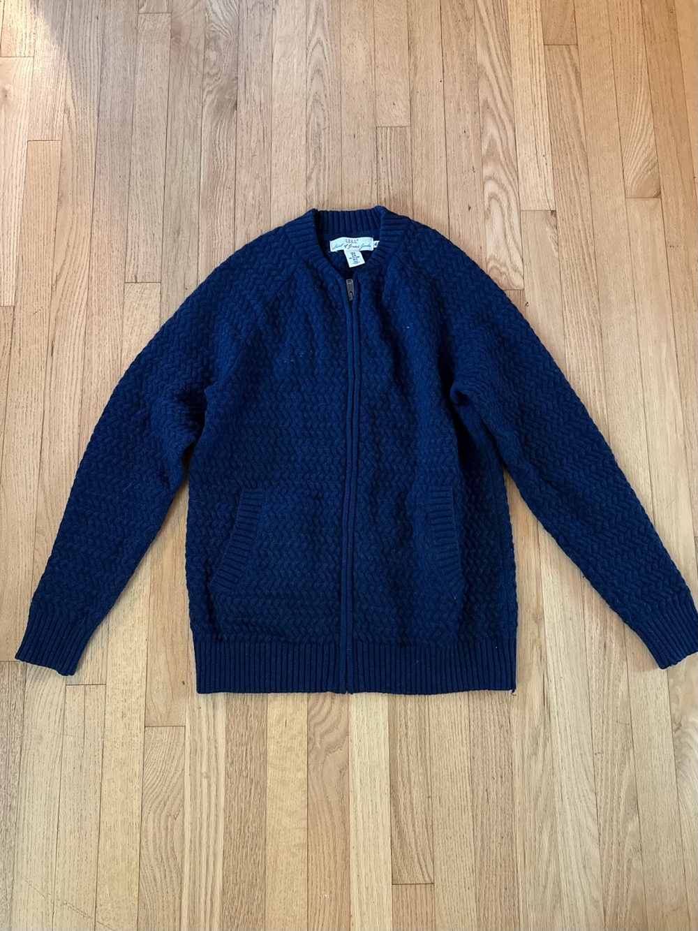 H&M Men's Dark Navy Zip-Up Cable Knit Sweater